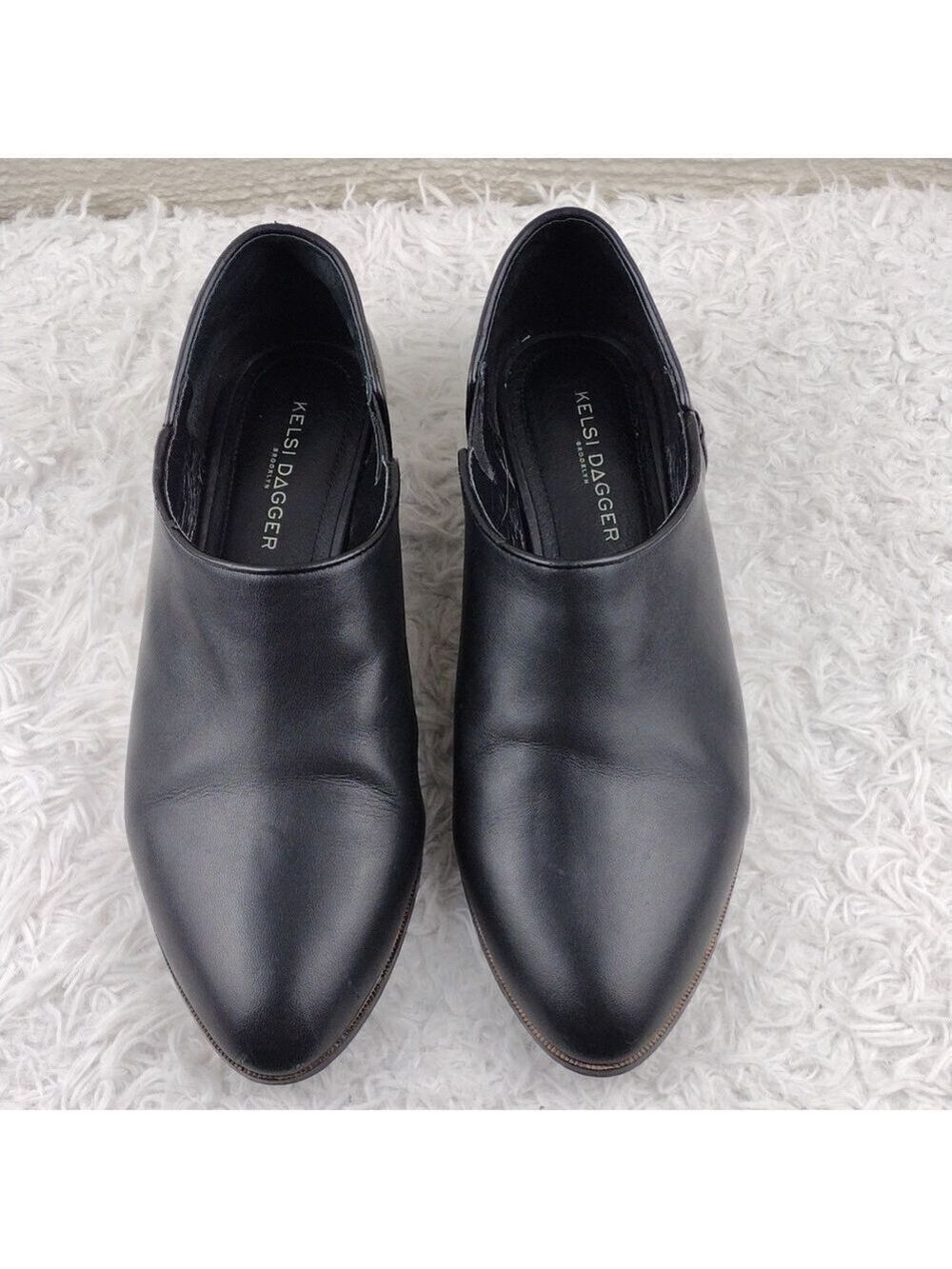 Kelsi Dagger Brooklyn Odin Black Leather Upper Pointed-Toe Slip On Loafer Shoes - Picture 3 of 16